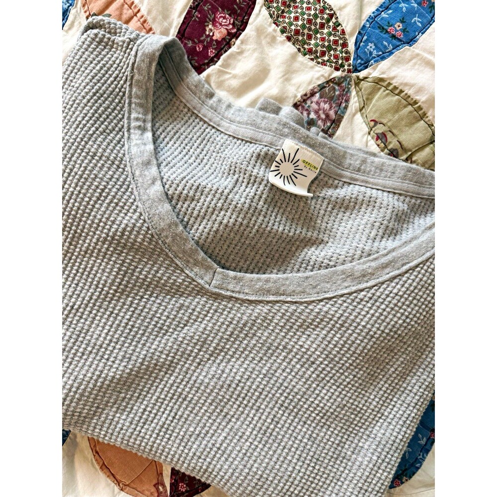 Offline by Aerie Gray Cotton Waffle Knit Cropped Pullover Sweater S/P